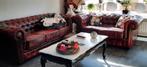 Chesterfield 3 en 2 zits echt leder, Huis en Inrichting, Banken | Complete zithoeken, Ophalen, Gebruikt, Leer