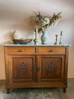 Vintage houten commode met een grijs bruin marmeren blad, Huis en Inrichting, Ophalen, Gebruikt
