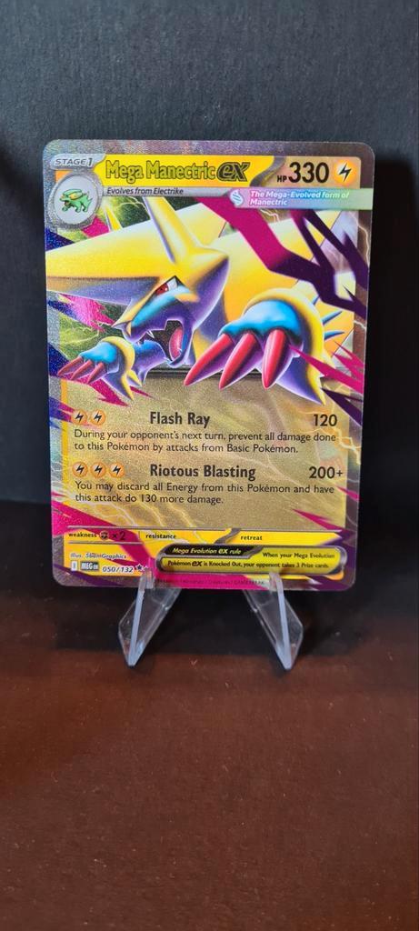 Mega Manectric EX # 050 Mega Evolution, Hobby en Vrije tijd, Verzamelkaartspellen | Pokémon, Zo goed als nieuw, Ophalen of Verzenden