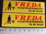 2x sticker vreda hogedrukreinigers logo, Verzenden, Zo goed als nieuw, Merk