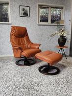 Hjort Knudsen leren design relax fauteuil met hocker, Huis en Inrichting, Minder dan 75 cm, Ophalen of Verzenden, Zo goed als nieuw