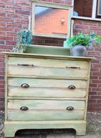 Oude kaptafel ladenkast met spiegel boeren antiek grenen, Antiek en Kunst, Ophalen