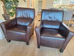 Te koop :2 lederen fauteuils, Ophalen, Gebruikt, 50 tot 75 cm, Leer