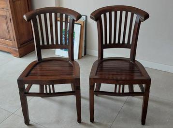 Teakhouten Eetkamerstoelen (2) beschikbaar voor biedingen