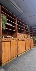 Vintage Winkelkast / Boekenkast/ Schoolkast, Huis en Inrichting, Kasten | Boekenkasten, Ophalen, Gebruikt, Eikenhout, 200 cm of meer