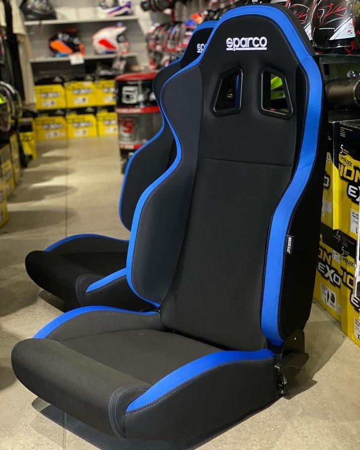 Sparco R100 Zwart Blauw Kuipstoel Sportstoel Racestoel, Auto diversen, Tuning en Styling, Ophalen of Verzenden