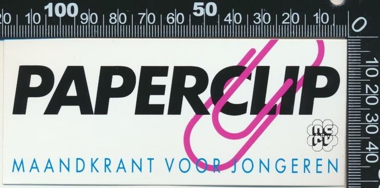 Sticker: NCRV - Paperclip - Maandblad voor jongeren, Verzamelen, Stickers, Ophalen of Verzenden, Zo goed als nieuw, Film, Tv of Omroep