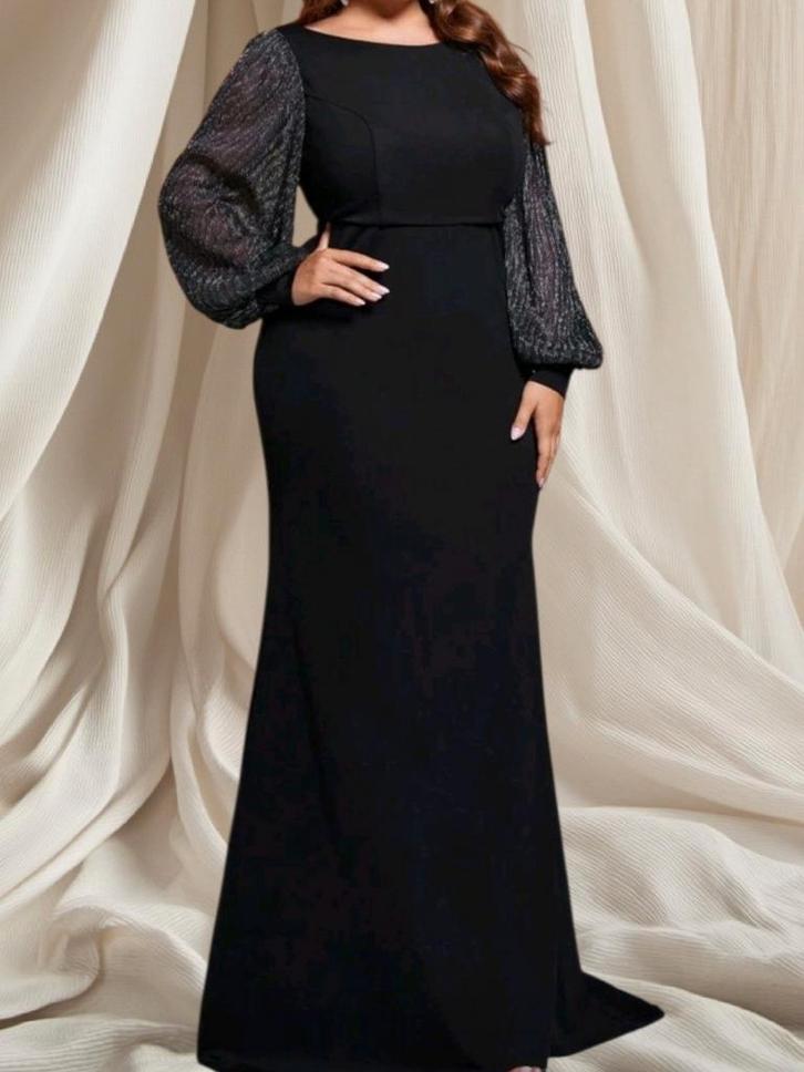 Zwarte Galajurk met glitter mouwen mt 44, Kleding | Dames, Gelegenheidskleding, Nieuw, Overige typen, Zwart, Ophalen of Verzenden