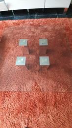 Glazen salontafel, Huis en Inrichting, Tafels | Salontafels, Ophalen, Gebruikt, 50 tot 100 cm, Vierkant