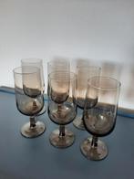6x vintage rookglas bierglas glas amber rook smoke, Ophalen of Verzenden, Zo goed als nieuw, Bierglas