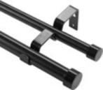 Verstelbare Zwarte Dubbele Gordijn roede/stokken, Huis en Inrichting, Stoffering | Gordijnen en Lamellen, Ophalen, Zwart, Nieuw