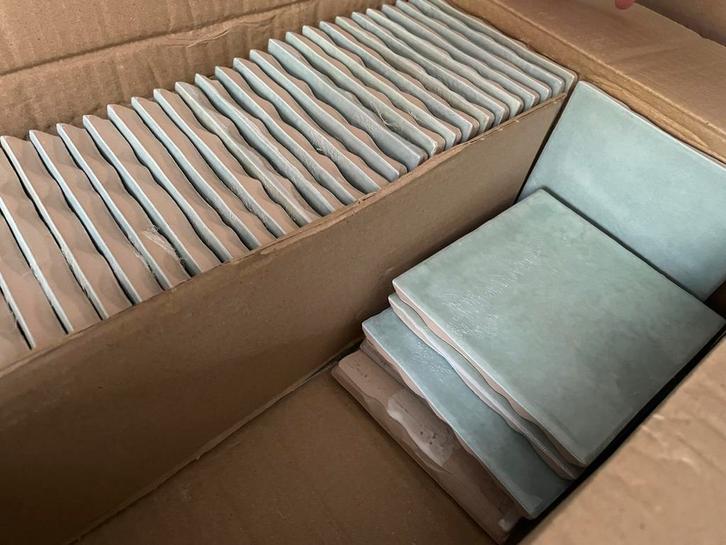 Revoir Paris wandtegels blauw/groen, Doe-het-zelf en Verbouw, Tegels, Nieuw, Wandtegels, Keramiek, Minder dan 20 cm, Minder dan 20 cm