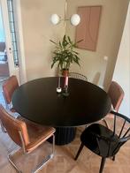Ronde eettafel HK living hout zwart, Huis en Inrichting, Tafels | Eettafels, Ophalen, Gebruikt, Rond, Vijf personen of meer