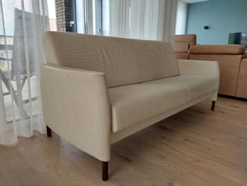 3-zitsbank offwhite, stof met leren armleuning, 188x80 cm