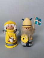 Retro vintage houten beelden viking en vrouw uit zweden, Verzenden