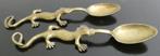 2x gekko, salamander,hagedis lepels-messing brons [809], Antiek en Kunst, Ophalen