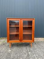 Vintage vitrinekast teak kast, Ophalen, Gebruikt, 50 tot 100 cm, X