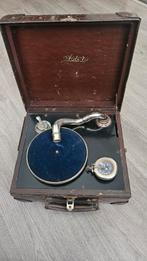 Opwindbare koffergrammofoon Astor met platen, Antiek en Kunst, Ophalen