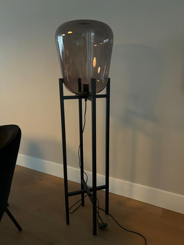 Moderne Staande Lamp met Glazen Kap, Ophalen of Verzenden, Nieuw, Glas, 150 tot 200 cm