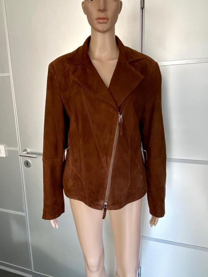 J56 Taifun maat L=42/44 echt suede-leren jasje biker jack, Kleding | Dames, Jasjes, Kostuums en Pakken, Zo goed als nieuw, Jasje