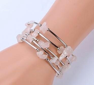 Wikkelarmband met rozenkwarts, Sieraden, Tassen en Uiterlijk, Armbanden, Nieuw, Staal, Roze, Met edelsteen, Ophalen of Verzenden