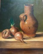 Schilderij E.Braspenning, Stilleven met uien, 1989, Ophalen of Verzenden