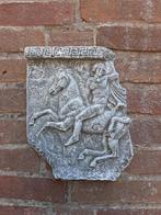 Griekse op paard wanddecoratie betonnen beeld tuinbeeld, Ophalen of Verzenden