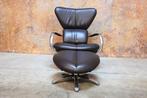ZGAN bruine leren Leolux Formi design draaifauteuil +poef, Huis en Inrichting, Fauteuils, Ophalen, Leolux, Leolux, Design
