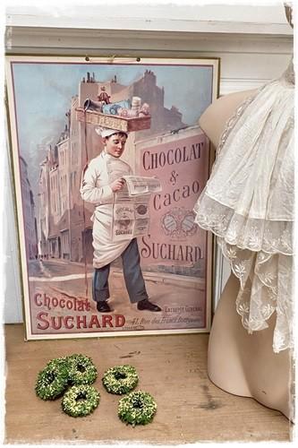 Antieke reklame Frankrijk, Chocolat Cacao suchard 43 x 61, Antiek en Kunst, Curiosa en Brocante, Ophalen of Verzenden