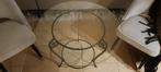Ronde glazen tafel met gietijzeren onderstel, Antiek en Kunst, Ophalen