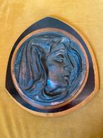 Art deco plaquette Maria / Madonna roodkoper op hout 25 cm, Antiek en Kunst, Ophalen of Verzenden