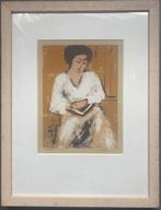 Schilderij Acrylverf Vrouw met Bijbel José van Gool, Antiek en Kunst, Ophalen