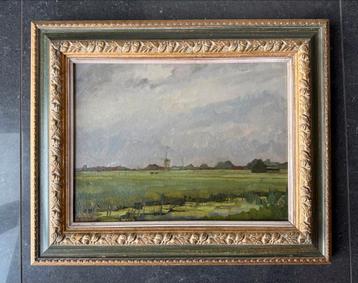 Gert Kemper - Klassiek Achterhoeks Landschap met Molen beschikbaar voor biedingen