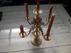 geel koper kandelaar met 5 armen., Antiek en Kunst, Ophalen of Verzenden, Koper