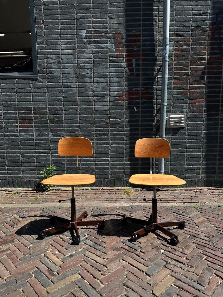 50% SALE: Deens design werkstoel, atelierstoel, bureaustoel, Huis en Inrichting, Stoelen, Gebruikt, Twee, Hout, Metaal, Ophalen