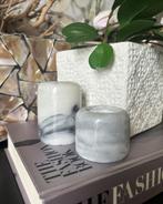Waxinelichthouders grey marmer vintage, Ophalen of Verzenden, Zo goed als nieuw, Overige materialen, Minder dan 25 cm