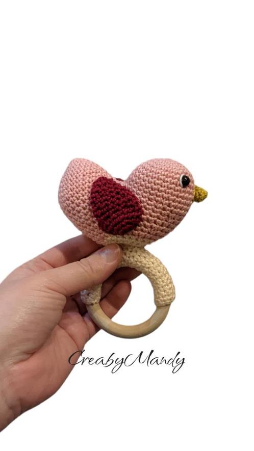 Handgehaakte bijtring vogeltje, Kinderen en Baby's, Kraamcadeaus en Geboorteborden, Nieuw, Kraamcadeau, Ophalen of Verzenden