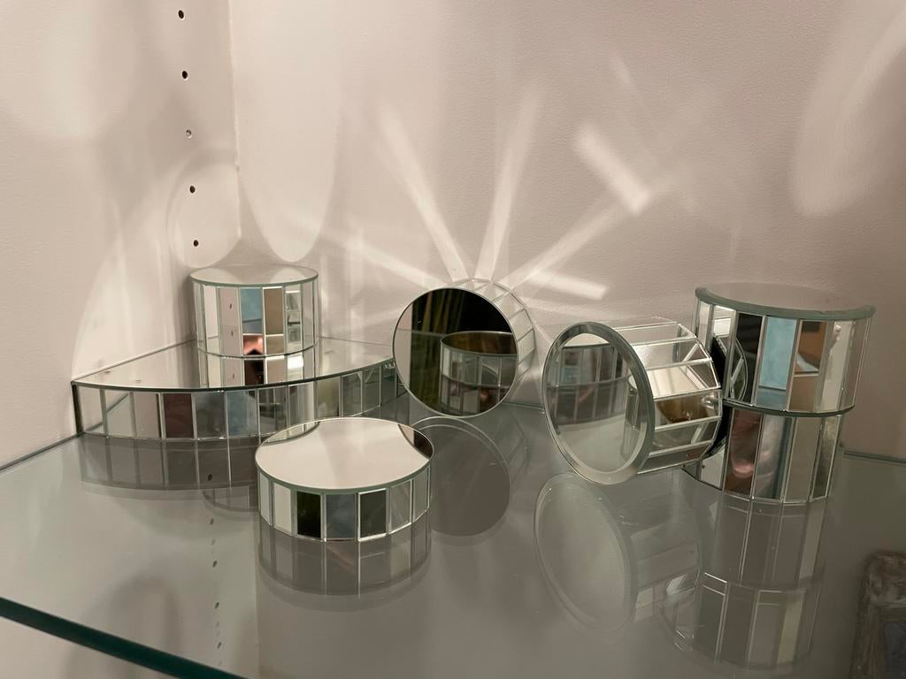 Gespiegelde Mozaïek Organizers & Trays - Luxe Deco Set, Minder dan 50 cm, Rond, Nieuw, Ophalen of Verzenden