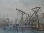 gravure 2 kranen IJ te Amsterdam Schreierstoren Schenk 1700, Antiek en Kunst, Verzenden