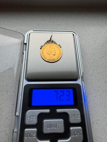 GOUDEN tientje met hanger 1912 wilhelmina beschikbaar voor biedingen