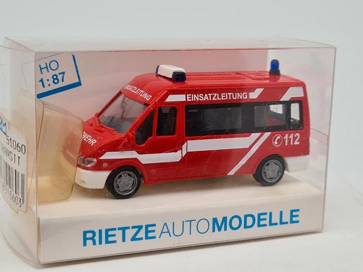 Ford Transit personenbus brandweer - Rietze 1/87, Hobby en Vrije tijd, Modelauto's | 1:87, Zo goed als nieuw, Auto, Rietze, Verzenden