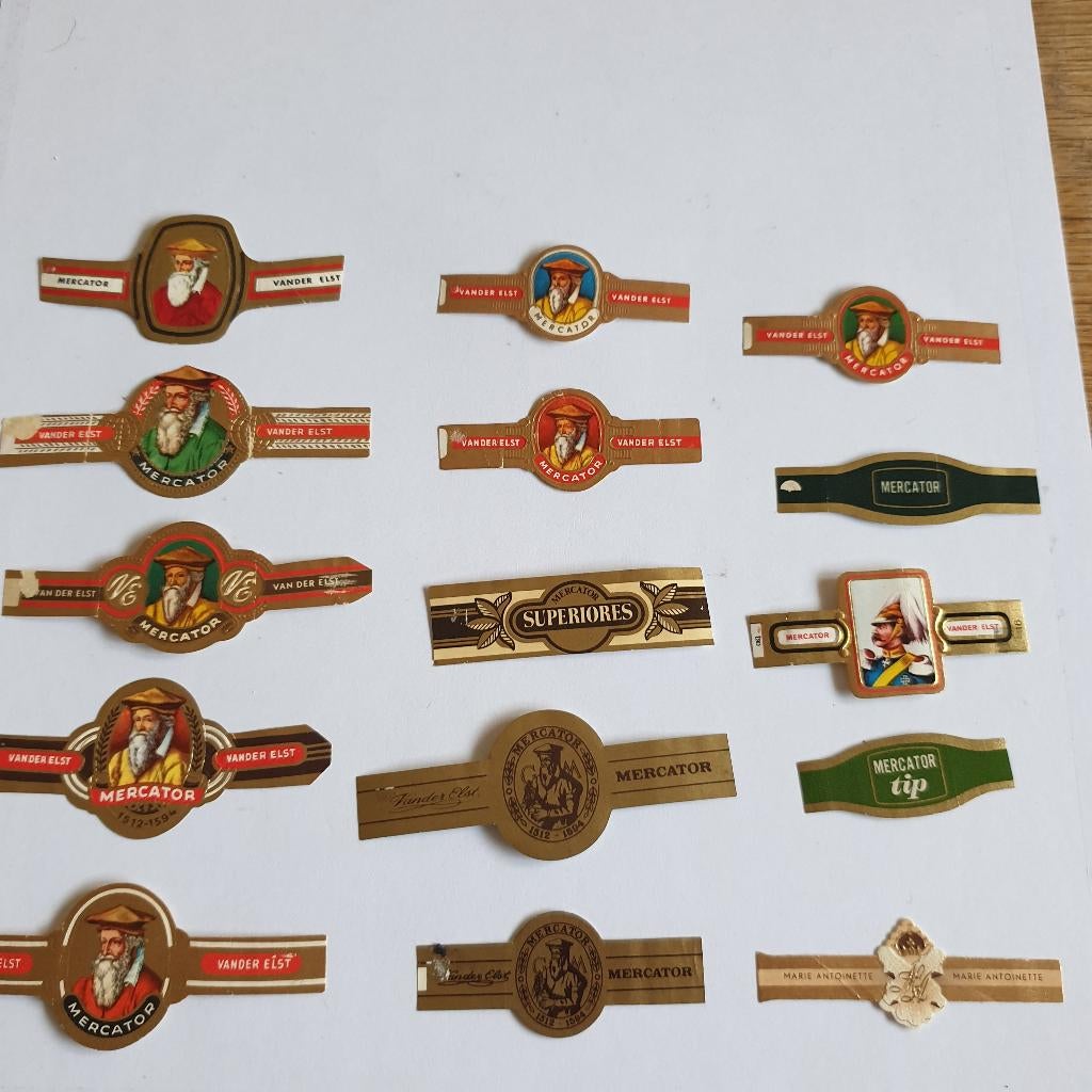 2204 mercator 15 stuks, Verzamelen, Verzenden, Sigarenbandjes