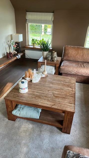 Teak salontafel en bijzettafel robuust beschikbaar voor biedingen