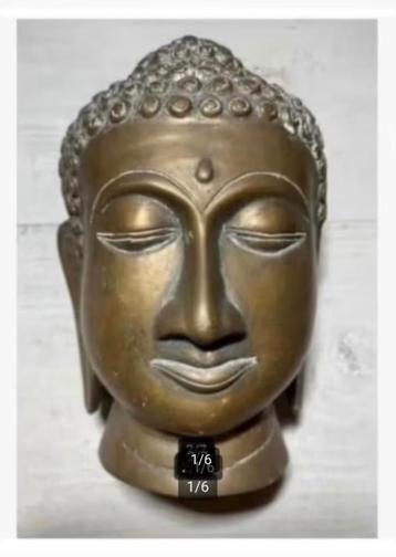 Prachtig Boeddha beeld hoofd messing koper 18 cm hg beschikbaar voor biedingen