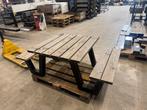 Kinder picknicktafel gebruikt, stalen onderstellen, Ophalen, Zo goed als nieuw, Rechthoekig, Hout