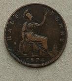Engeland, 1/2 penny 1874, Ophalen of Verzenden, Overige landen, Losse munt
