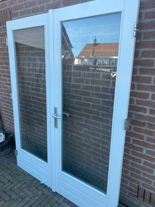 Tuindeuren van hardhout met dubbelglas, Doe-het-zelf en Verbouw, Deuren en Horren, Zo goed als nieuw, Buitendeur, 200 tot 215 cm