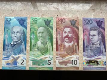 Barbados polymer set $ 20,10,5 & 2 dollar biljetten 2022 UNC beschikbaar voor biedingen