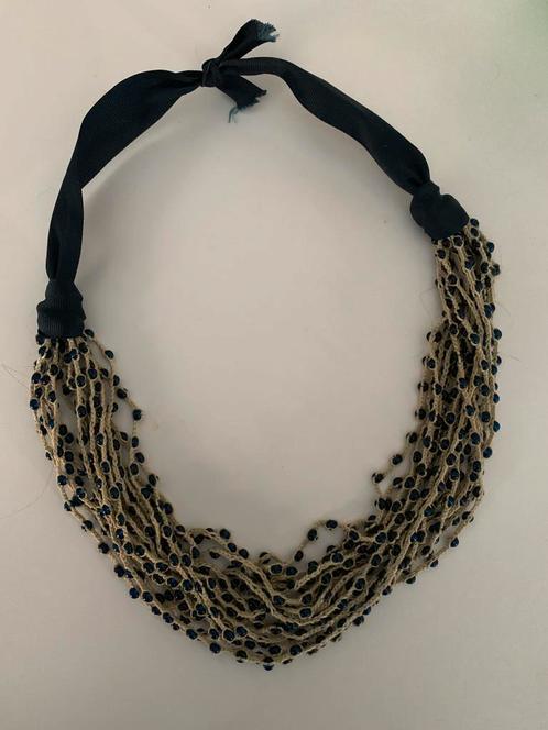 Scandinavische ketting kralen blauw, Sieraden, Tassen en Uiterlijk, Kettingen, Zo goed als nieuw, Overige materialen, Blauw, Verstelbaar
