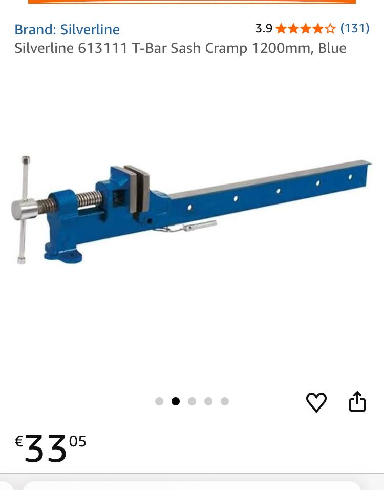 Silverline T-Bar Sash Cramp 1200mm, Doe-het-zelf en Verbouw, Werkbanken, Ophalen of Verzenden, Gebruikt, 70 tot 120 cm, Bankschroef